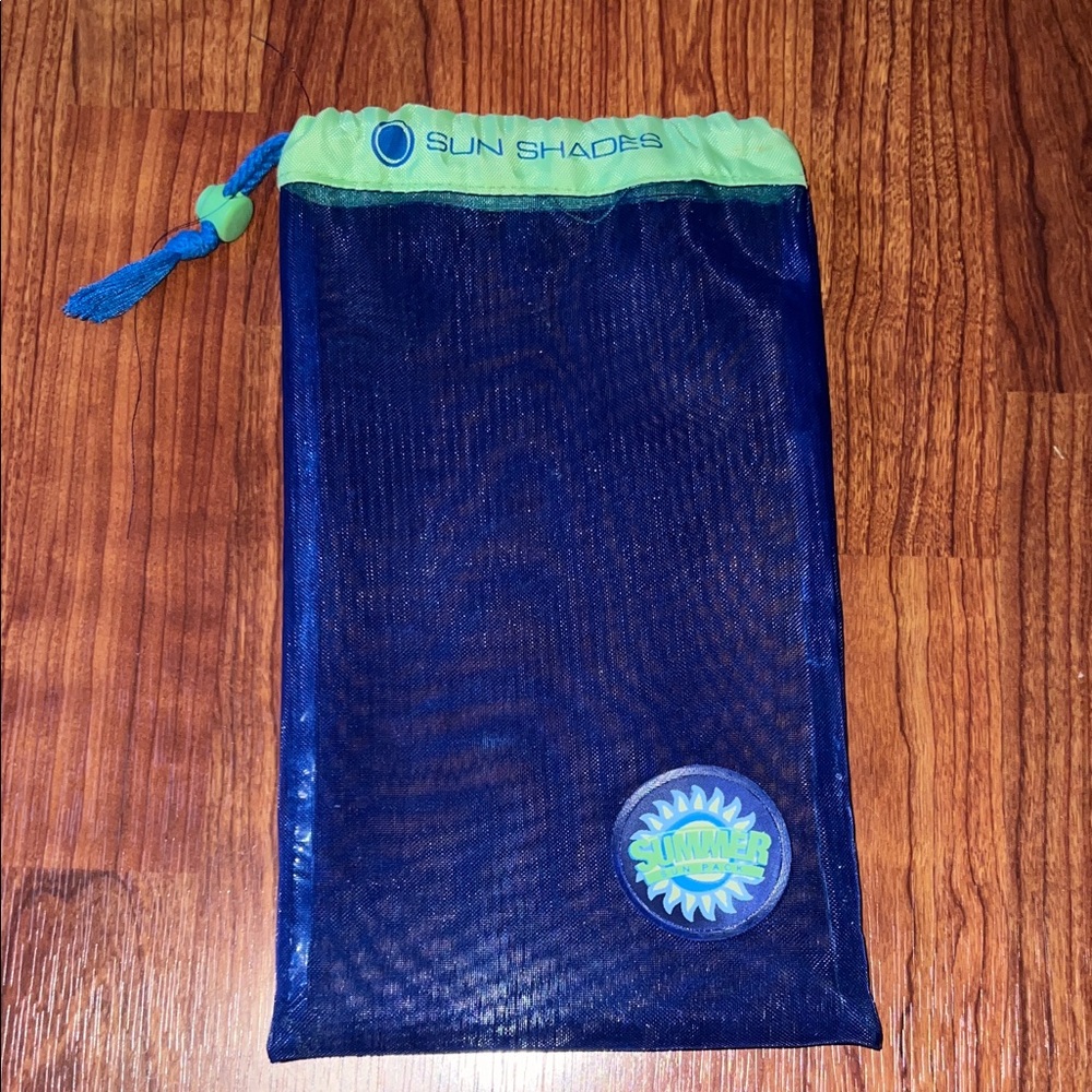 Sun Shades Blue Mesh Swim Accessory Cinch Pouch